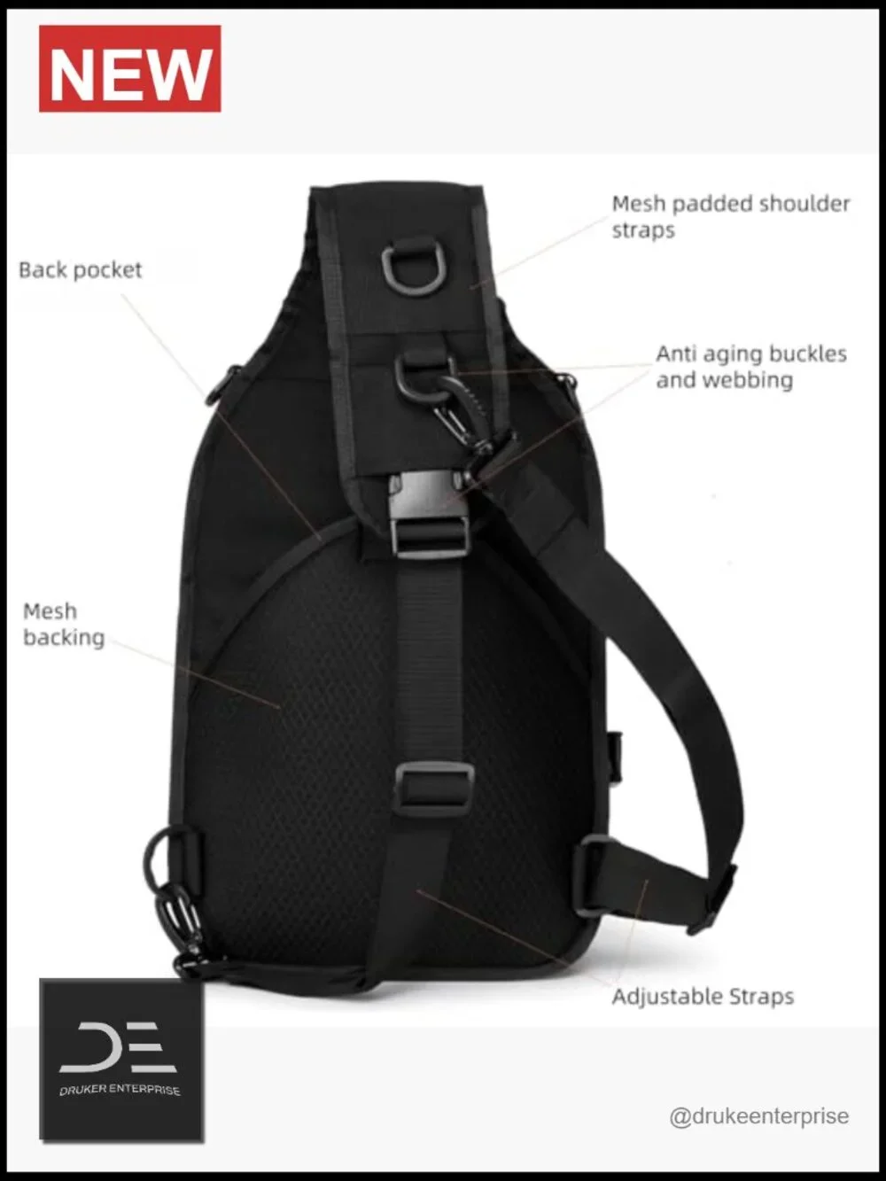 Urban Tactical Sling Bag 15L 1050D Nylon for Men Laptop